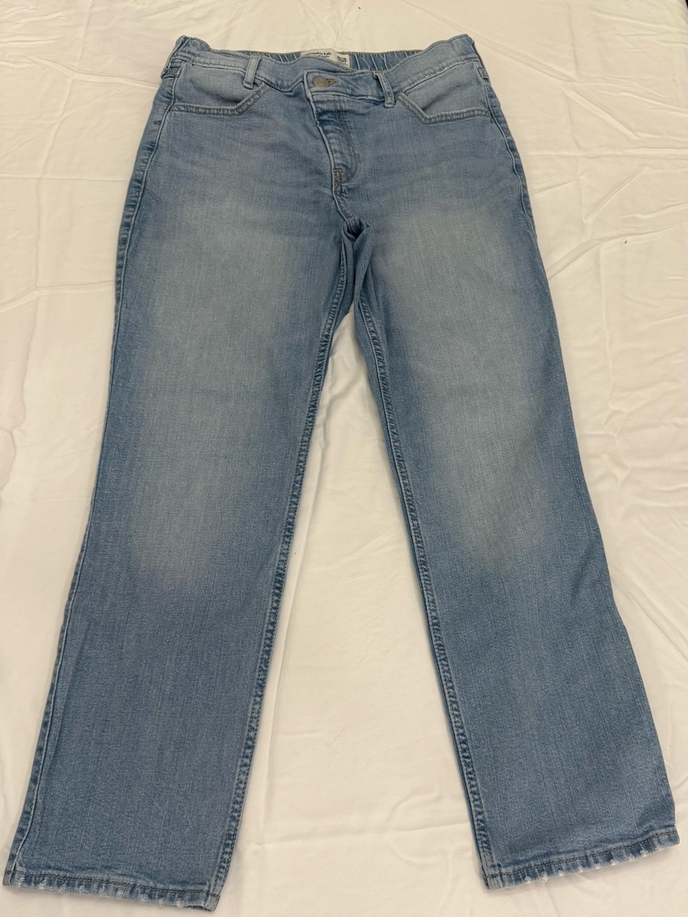 Abercrombie Kids High Rise Straight Jeans Light Wash Girls 15/16 Short